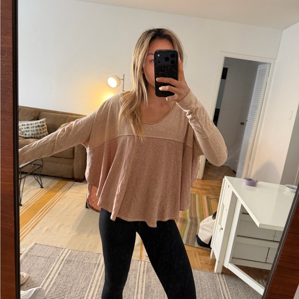 Free People Oversized Layered Tunic in Dusty Rose Tan
